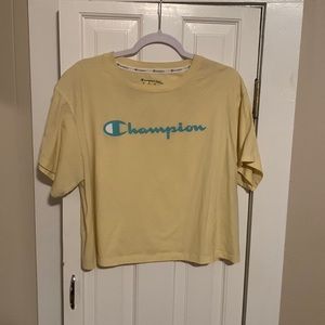 Champion cropped light yellow workout tee